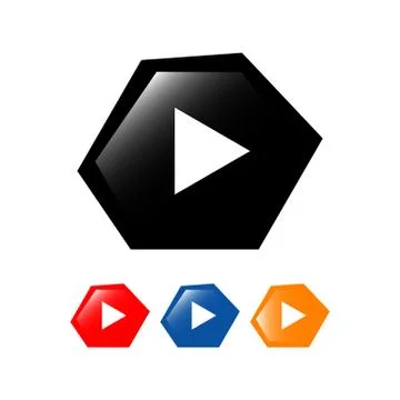 Tech media play button logo design icon vector illustration Illustrazione stock