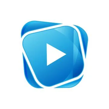 Tech media play button logo design icon vector illustration Stock Illustration