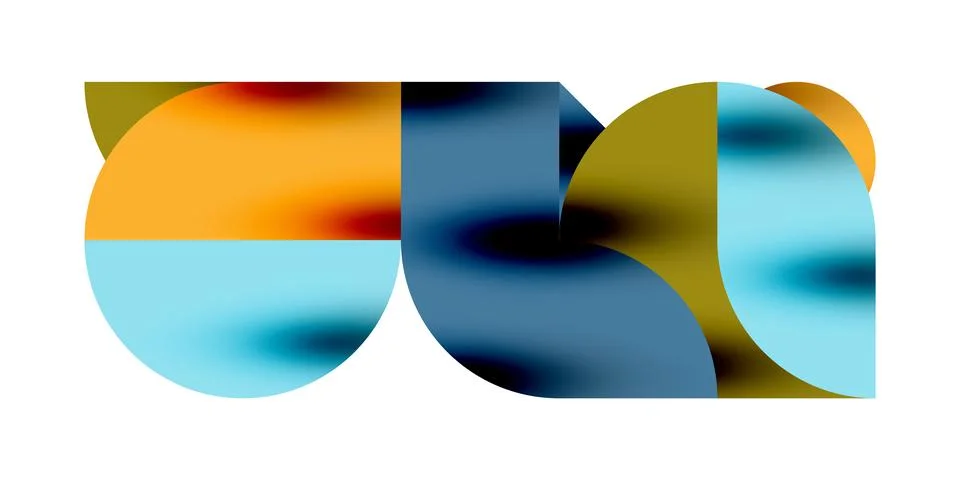 Tech minimal circular shapes geometric art. Vector modern circles Stock Illustration