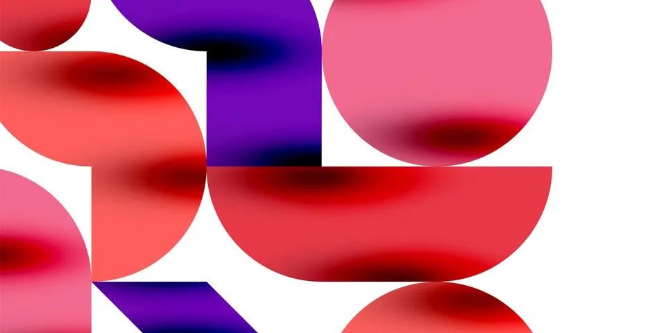 Tech minimal circular shapes geometric art. Vector modern circles Stock Illustration