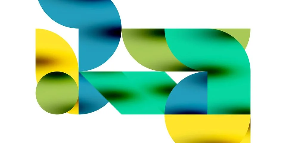 Tech minimal circular shapes geometric art. Vector modern circles Illustrazione stock