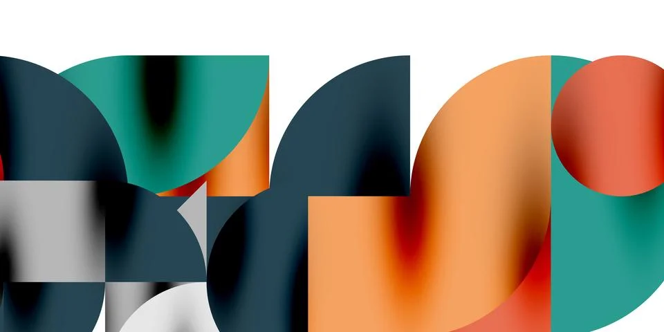 Tech minimal circular shapes geometric art. Vector modern circles Illustrazione stock