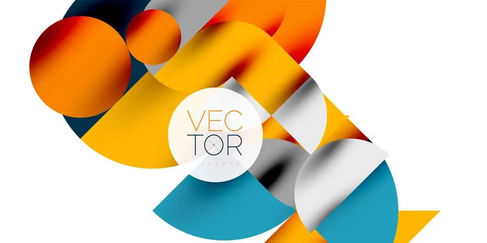 Tech minimal circular shapes geometric art. Vector modern circles Illustrazione stock