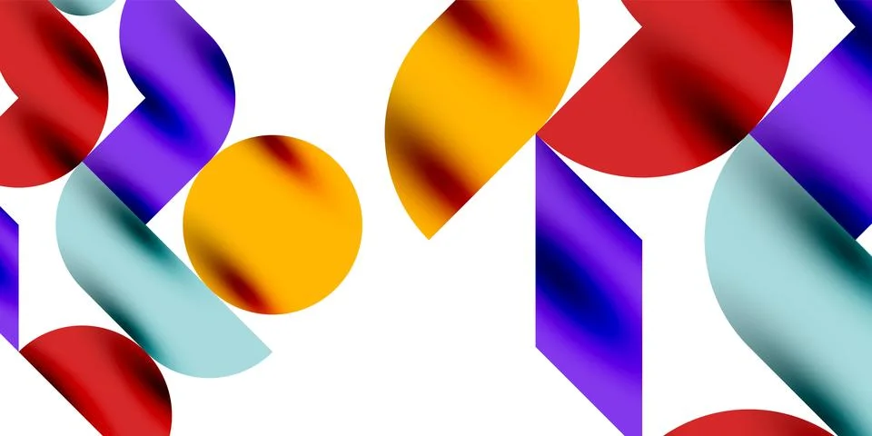 Tech minimal circular shapes geometric art. Vector modern circles Stock Illustration