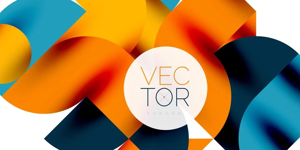 Tech minimal circular shapes geometric art. Vector modern circles Illustrazione stock