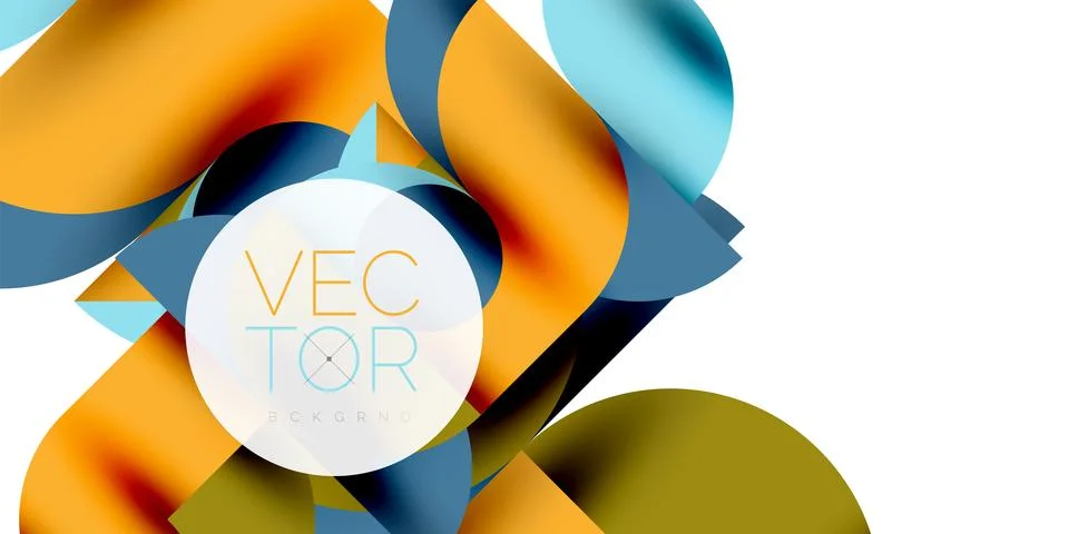 Tech minimal circular shapes geometric art. Vector modern circles Illustrazione stock