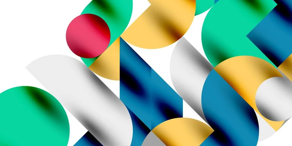 Tech minimal circular shapes geometric art. Vector modern circles Stock Illustration