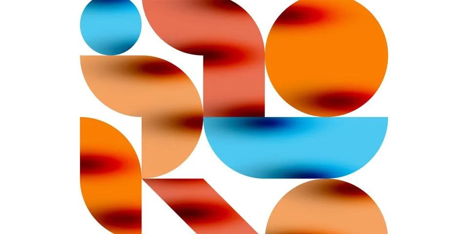 Tech minimal circular shapes geometric art. Vector modern circles Stock Illustration