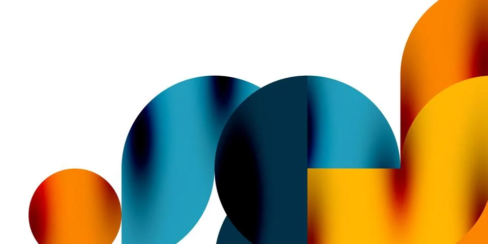 Tech minimal circular shapes geometric art. Vector modern circles Illustrazione stock
