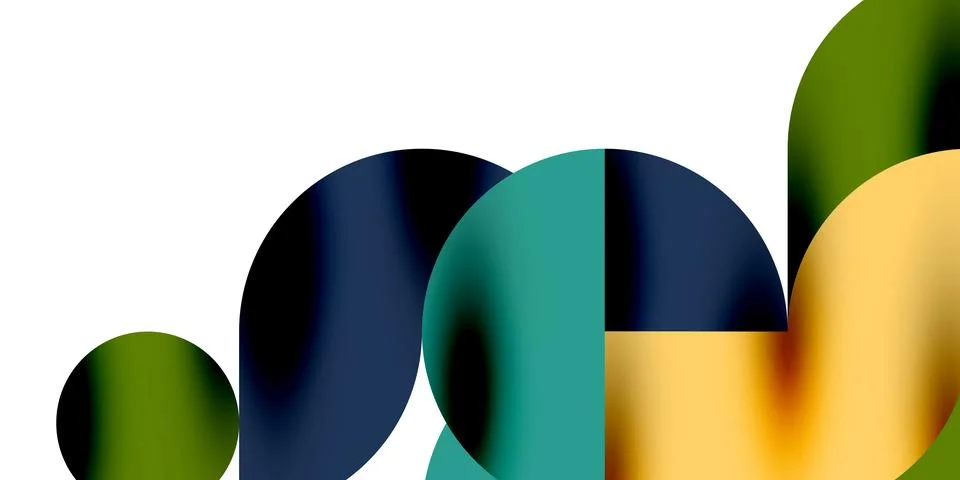 Tech minimal circular shapes geometric art. Vector modern circles Illustrazione stock