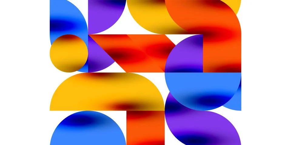 Tech minimal circular shapes geometric art. Vector modern circles Illustrazione stock