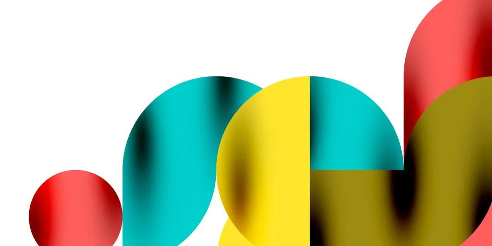 Tech minimal circular shapes geometric art. Vector modern circles Illustrazione stock