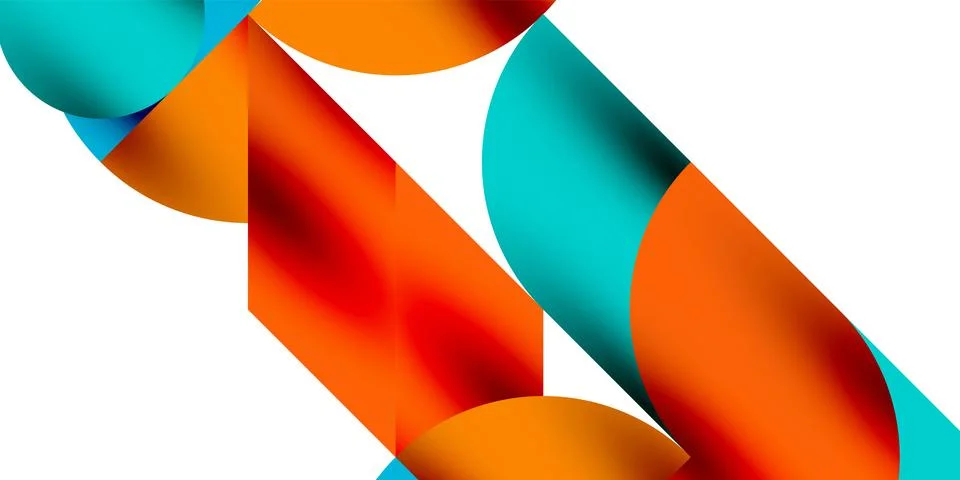 Tech minimal circular shapes geometric art. Vector modern circles Stock Illustration
