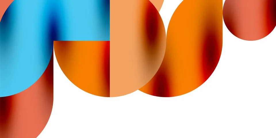 Tech minimal circular shapes geometric art. Vector modern circles Stock Illustration