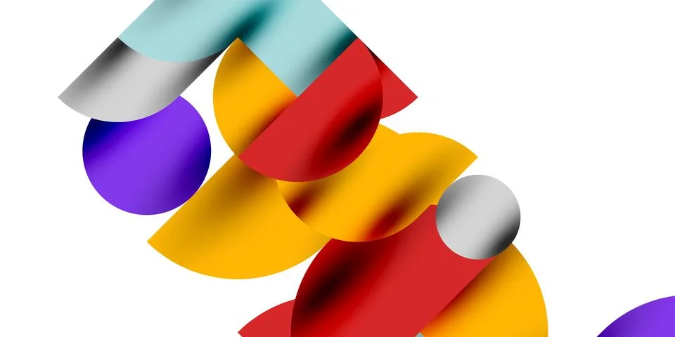 Tech minimal circular shapes geometric art. Vector modern circles Illustrazione stock