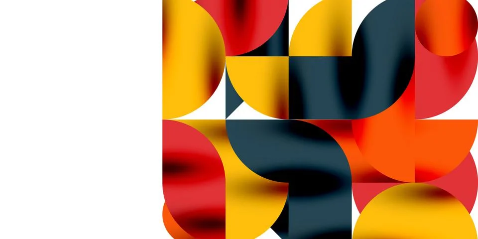 Tech minimal circular shapes geometric art. Vector modern circles Stock Illustration