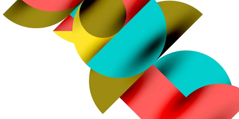 Tech minimal circular shapes geometric art. Vector modern circles Stock Illustration