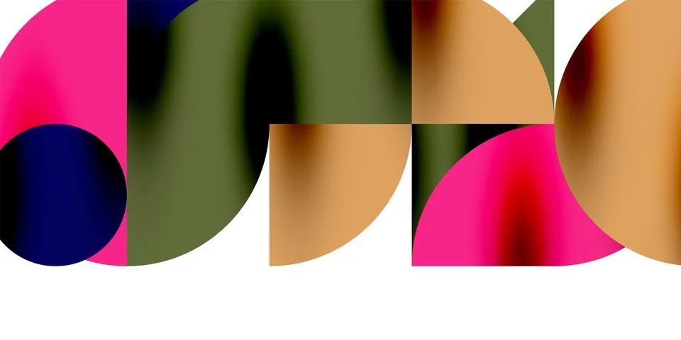 Tech minimal circular shapes geometric art. Vector modern circles Stock Illustration