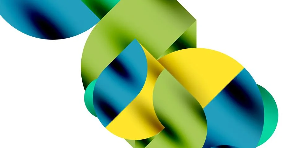 Tech minimal circular shapes geometric art. Vector modern circles Illustrazione stock