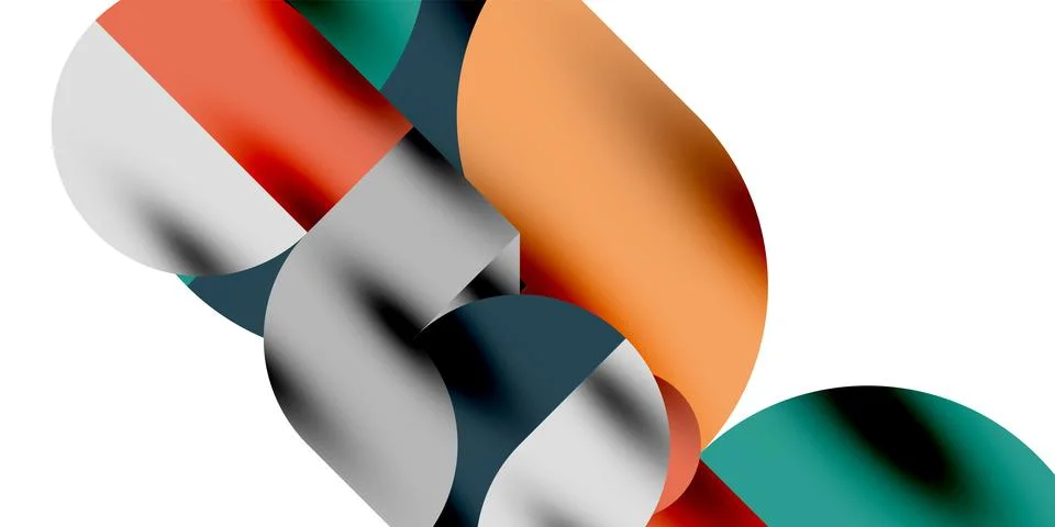 Tech minimal circular shapes geometric art. Vector modern circles Illustrazione stock