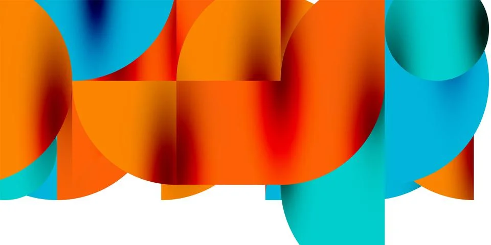 Tech minimal circular shapes geometric art. Vector modern circles Illustrazione stock
