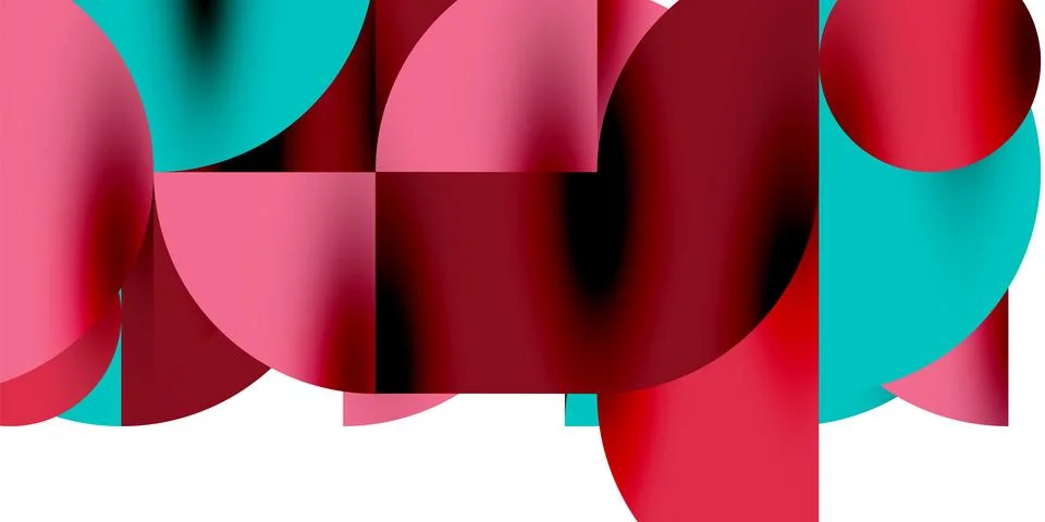 Tech minimal circular shapes geometric art. Vector modern circles Stock Illustration