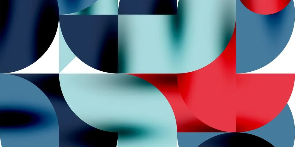 Tech minimal circular shapes geometric art. Vector modern circles Stock Illustration
