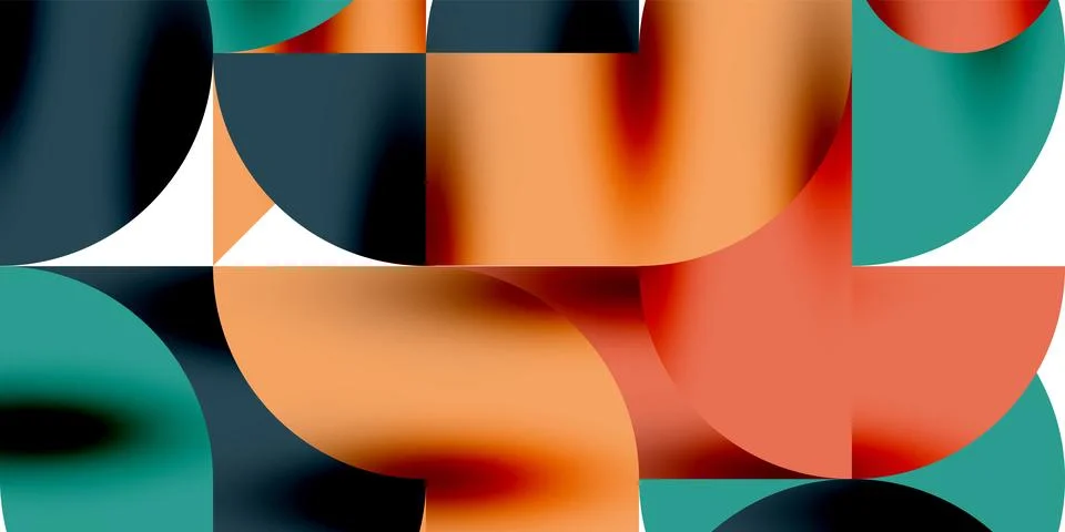 Tech minimal circular shapes geometric art. Vector modern circles Illustrazione stock