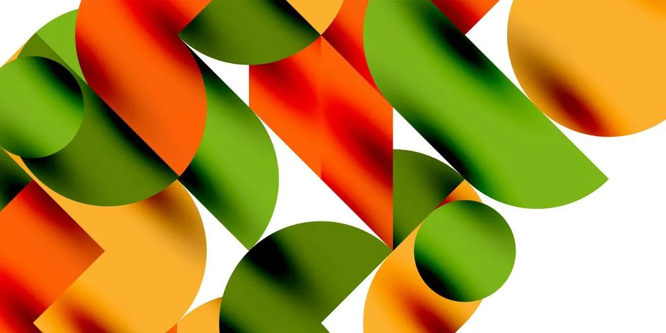 Tech minimal circular shapes geometric art. Vector modern circles Stock Illustration