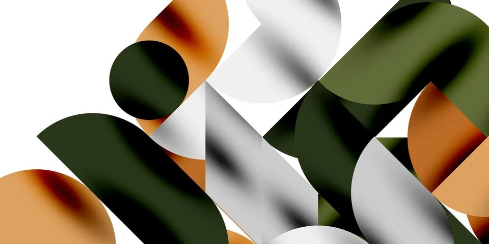 Tech minimal circular shapes geometric art. Vector modern circles Illustrazione stock