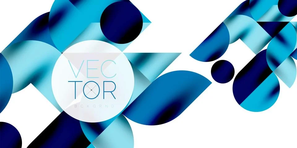 Tech minimal circular shapes geometric art. Vector modern circles Illustrazione stock