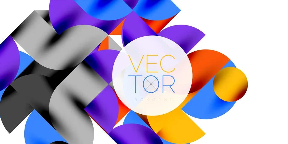 Tech minimal circular shapes geometric art. Vector modern circles Stock Illustration