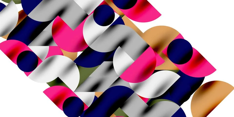 Tech minimal circular shapes geometric art. Vector modern circles イラスト素材