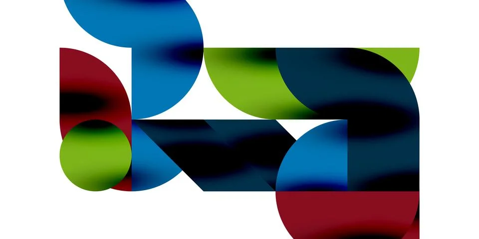 Tech minimal circular shapes geometric art. Vector modern circles Stock Illustration