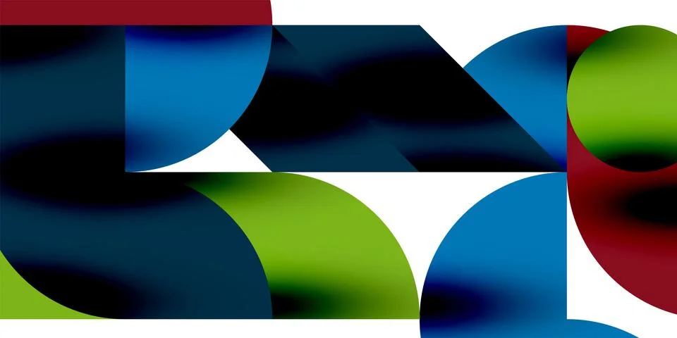 Tech minimal circular shapes geometric art. Vector modern circles Illustrazione stock