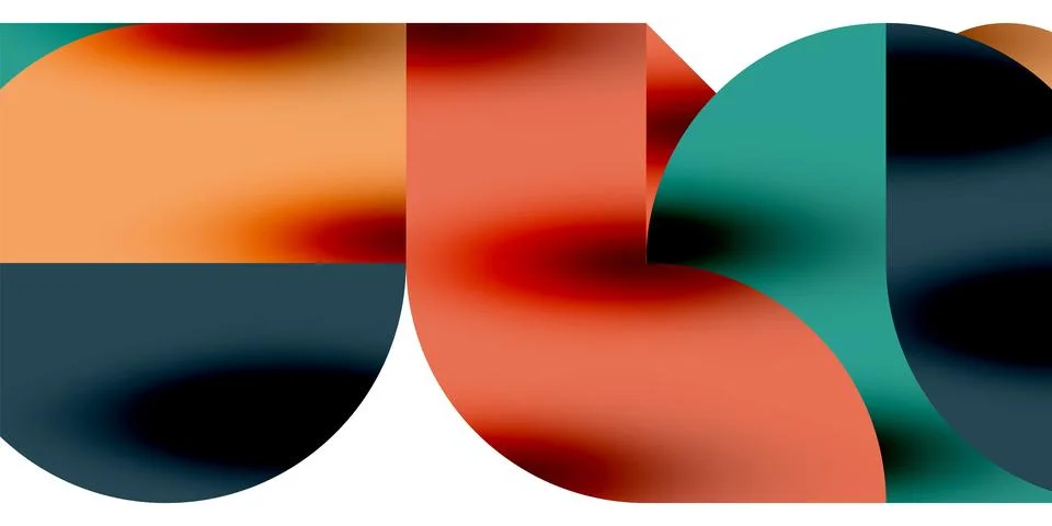Tech minimal circular shapes geometric art. Vector modern circles Stock Illustration