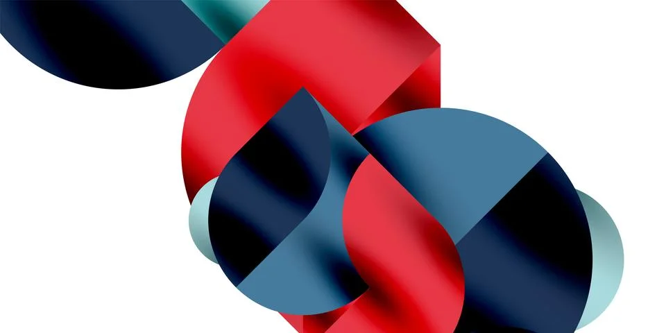 Tech minimal circular shapes geometric art. Vector modern circles Illustrazione stock
