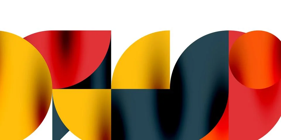 Tech minimal circular shapes geometric art. Vector modern circles Stock Illustration