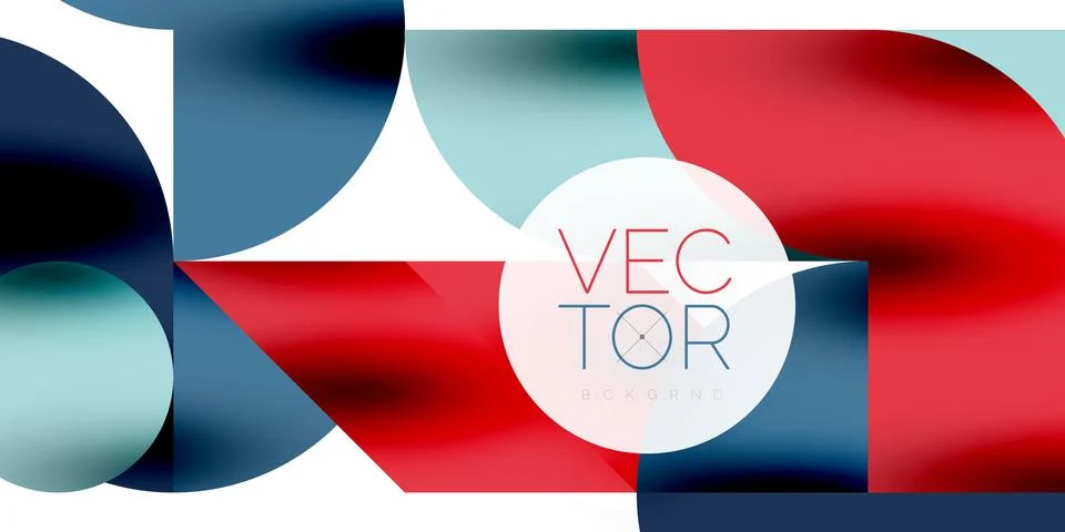 Tech minimal circular shapes geometric art. Vector modern circles Illustrazione stock