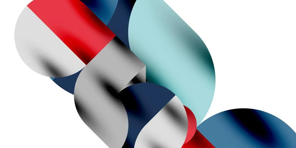 Tech minimal circular shapes geometric art. Vector modern circles Illustrazione stock