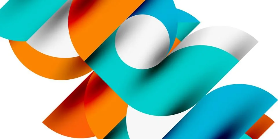 Tech minimal circular shapes geometric art. Vector modern circles Stock Illustration