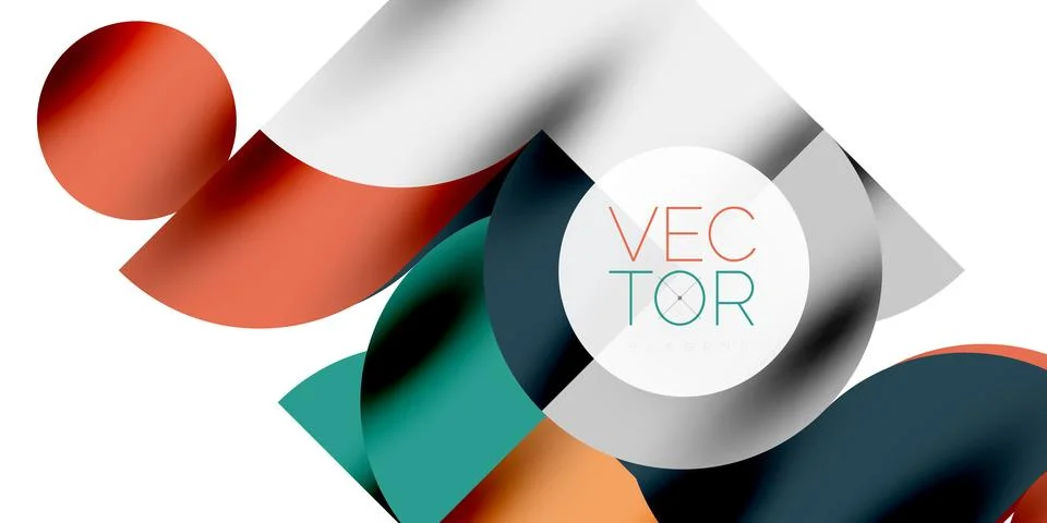 Tech minimal circular shapes geometric art. Vector modern circles Illustrazione stock
