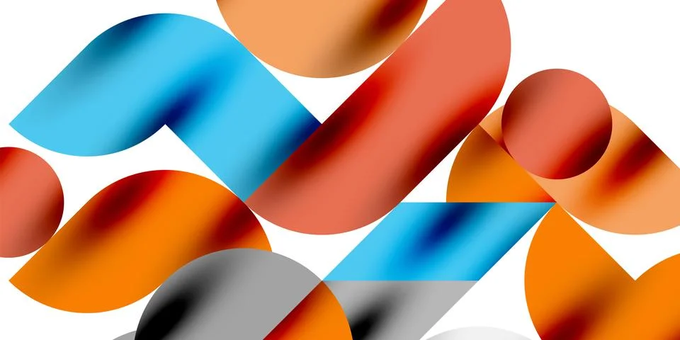 Tech minimal circular shapes geometric art. Vector modern circles Illustrazione stock