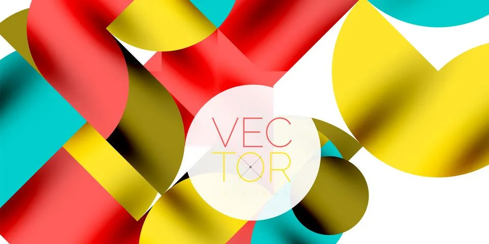 Tech minimal circular shapes geometric art. Vector modern circles Stock Illustration