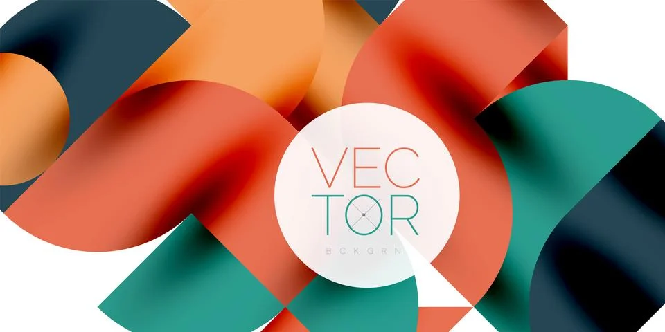 Tech minimal circular shapes geometric art. Vector modern circles Illustrazione stock