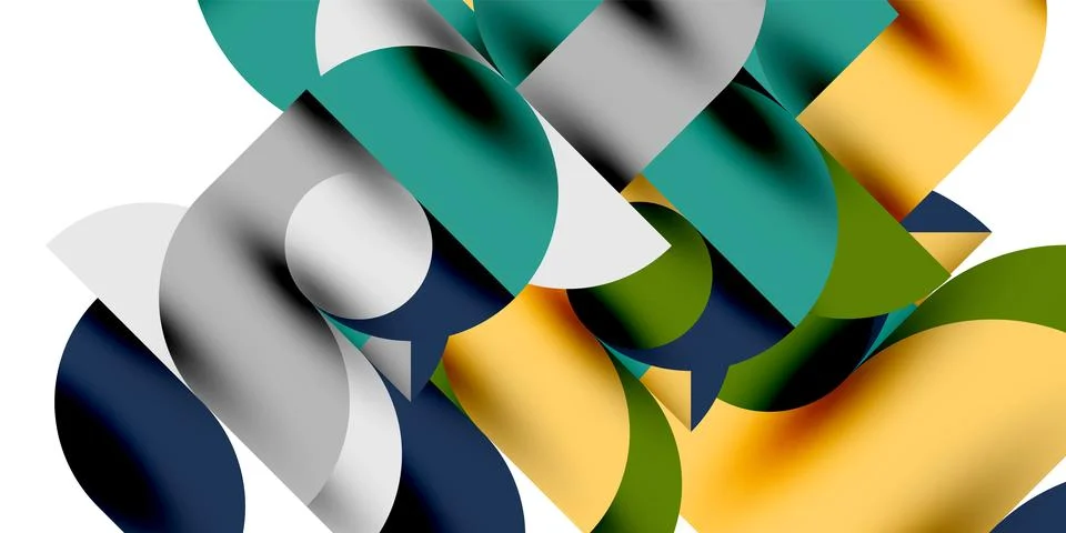 Tech minimal circular shapes geometric art. Vector modern circles Stock Illustration