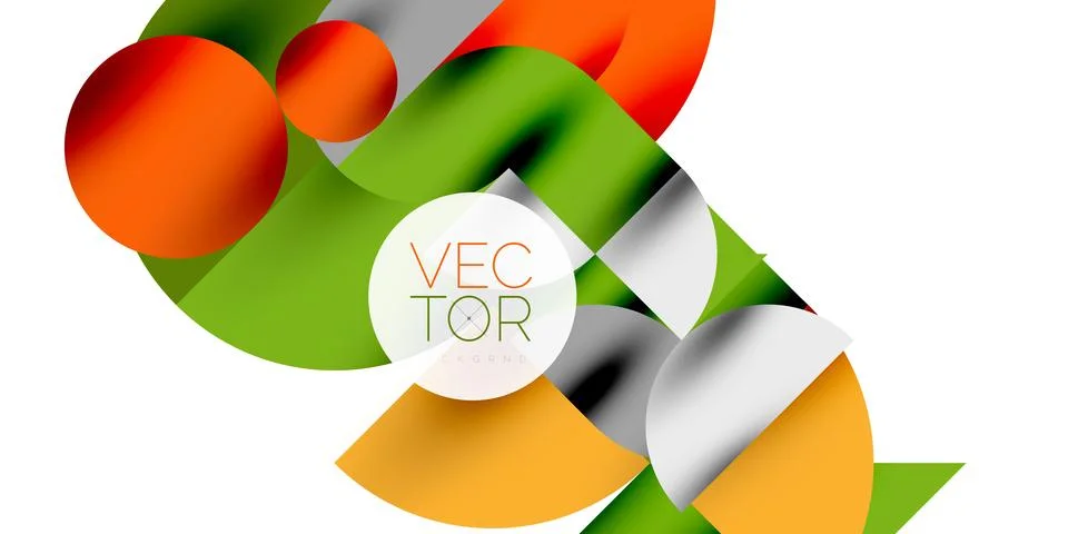 Tech minimal circular shapes geometric art. Vector modern circles Illustrazione stock