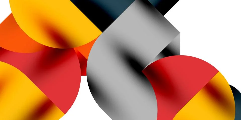 Tech minimal circular shapes geometric art. Vector modern circles Illustrazione stock
