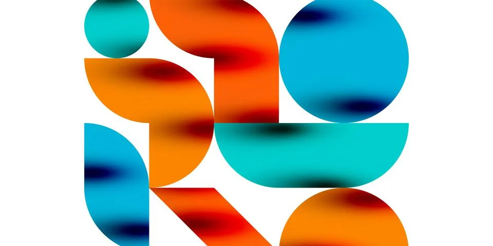Tech minimal circular shapes geometric art. Vector modern circles Stock Illustration