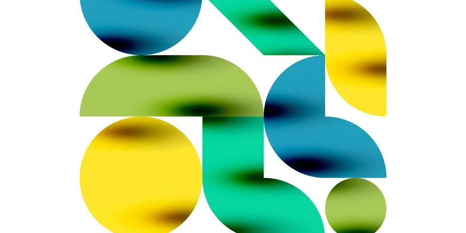 Tech minimal circular shapes geometric art. Vector modern circles Illustrazione stock